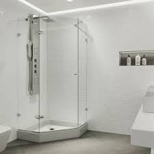 Vigo Verona 42 In X 78 75 In Frameless Neo Angle Hinged Corner Shower Enclosure In Chrome With Clear Glass And Base Vg6061chcl42w Neo Angle Shower Corner Shower Enclosures Shower Enclosure