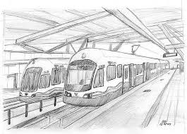 Link Light Rail Trains At Tukwila Station Train Sketch Train Drawing Rail Train