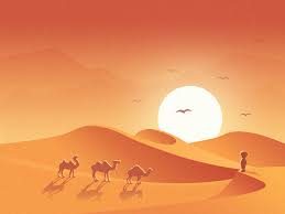 The Birds Work For The Bourgeoisie Painting Sunset Illustration Desert Desert Drawing Camels Illustration Illustration