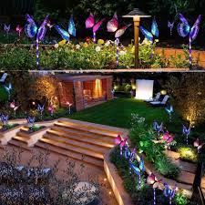 Coolmade 3 Pack Outdoor Solar Garden Stake Lights Solar Stake Light Multi Color Changing Led Garden Lights Fiber Optic Butterfly Decorative Lights With A Pur In 2020 Solar Lights Garden Outdoor
