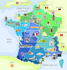 Paryż na mapie strefy czasowej: Mapa Francji Fototapeta Fototapety Krajobrazy Mapa Francuski Myloview Pl