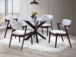 Italian design dinning room set consisting of round table with glass top, 6 chairs and server of which the glass top must. Bella Round Dining Tables Glass Top Dark Hardwood Frame