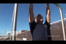An exercise in which a person grips an elevated bar and pulls himself or herself up until. Pull Up Exercise Wikipedia