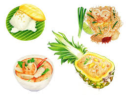 Packaging Illustration Thai Food Food Artwork Watercolor Food Thai Recipes