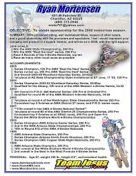 While a sponsorship letter can be a valuable tool to getting an in with a potential sponsor, you can't just ask for money right off the bat. Motocross Racing Resume Template June 2021