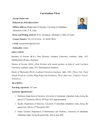 What makes a simple resume/ cv template. Pdf Curriculum Vitae Anoop Chaturvedi Academia Edu