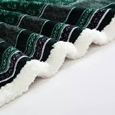 Eddie Bauer Fair Isle Ultra Soft Sherpa Green Microfiber Throw Blanket  USHSHF1240325