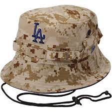 Los Angeles Dodgers New Era Camo Hideaway Bucket Hat Tan Royal Blue In 2021