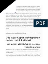 Maka dengan sendirinya akan tersingkirkan kalau tidak ada keistimewaan. Doa Cepat Dapat Jodoh