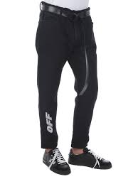 Off White Belted Black Denim Trousers Casual Trousers Omya005e183860031001