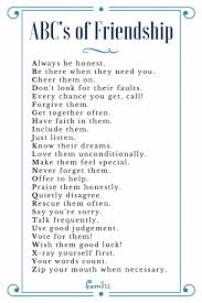 The Abcs Of Friendship Poem Famlii