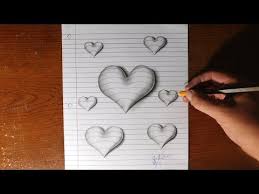 3d model from 2d image or drawing: How To Draw 3d Hearts Line Paper Trick Art Drawings On Lined Paper 3d Drawings Heart Drawing