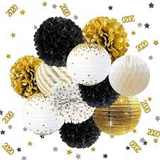 Black And Gold Pom Poms Decorations Amazon Com Nicrolandee Black Gold Party Decorations 2020 Party Supplies Tissue In 2020 Black And Gold Party Decorations Gold Party Decorations Graduation Decorations