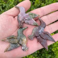 Ocean Jasper Hummingbird Carving|Crystal Animal Hummingbird Statue|Reiki  |Healing Crystal Carving|Crystal Bird Gift for Women Home Decor