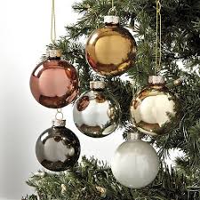 Mixed Metals Glass Ornaments Set Of 12 Ballard Designs Copper Christmas Christmas Ornaments Gold Christmas Tree