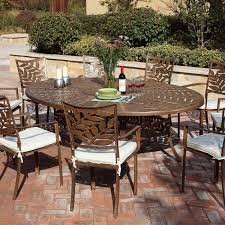 Cast aluminium outdoor dining sets. Forest Aluminium 6 Seater Garden Oval Dining Set Cinnamon Leaf Design