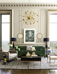 An Emerald Living Room Oasis Complete With Jonathan Adler Furniture Lighting And Decorative Accessorie Interior Deco Living Room Interior Living Room Designs