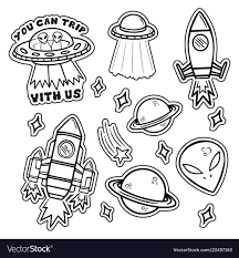 Black And White Vector Sticker Space Set Vector Image On Vectorstock Black And White Stickers Print Stickers Black Stickers