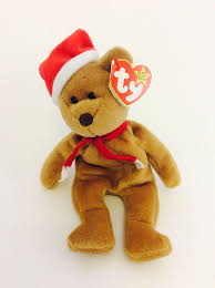 Holiday Beanie Baby Bear Ty Vintage Brown Christmas Santa Hat Etsy