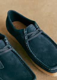 Clarks - Wallabee Loafers - Navy/Teal Sde - Leather - Sézane
