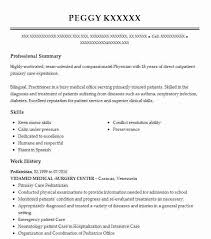 Pediatrician Resume Example Nursing Resumes Livecareer