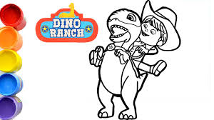 Disney coloring pages for kids: Drawings Dino Ranch Disney Junior How To Draw And Color Speedy Raptor Blitz And Jon Youtube