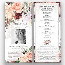 Funeral Program Template Mixed Florals And Faux Silver Border 4x9 Fully Editable Tem In 2021 Funeral Program Template Free Funeral Programs Funeral Program Template