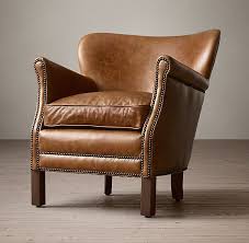 Professor S Leather Chair With Nailheads Fauteuil Cuir Chaise D Appoint Chaise