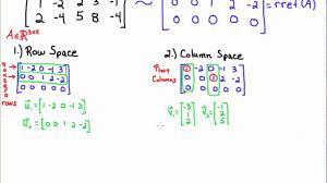 1 do row reduction on the transpose of the given matrix to get the row space of the transpose which will inturn give you the column space of a. Row Space Column Space And Rank Youtube