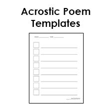 Printable Acrostic Poem Templates For Kids Teach Your Kids Or Students How To Write Their Own Acro Acrostic Poem Template Poem Template Acrostic Poem For Kids