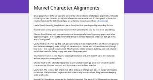 Mcu Character Alignments Lawful Neutral Chaotic Good Neutral Evil Survey Who Goes Where Chaotic Neutral Alignment Evil