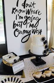 Black And Gold Graduation Party Decorations Black White Gold Graduation Party Kara S Party Ideas Graduation Party Gold Graduation Party Senior Graduation Party