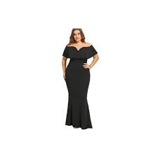Gamiss Women Women Black Long Dress Plus Size Ruffle Off The