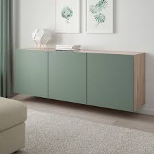 Besta Wall Mounted Cabinet Combination Walnut Effect Light Gray Notviken Gray Green Ikea Wall Mounted Cabinet Ikea Light Green Walls