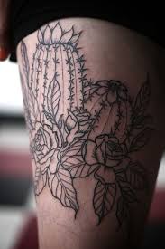 Rose And Cactus Outline Cactus Tattoo Succulent Tattoo Rose Outline Tattoo