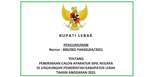 November 25,2020 | admin | pengumuman. Pengumuman Dan Rincian Formasi Cpns Dan Pppk Kabupaten Lebak Tahun 2021 Jelajah Informasi Pendidikan Jelajah Informasi