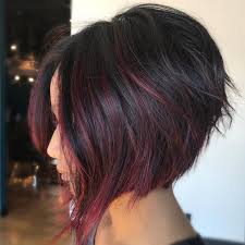 Rich Wine Colored Balayage Behindthechair Com Bob Haircut For Fine Hair Angled Bob Hairstyles Short Hair Color