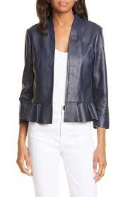 Ted Baker London Febbe Peplum Leather Jacket Nordstrom