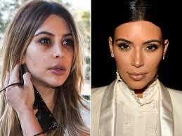 Who made kim kardashian's black leather jacket, grey print tee, booties, and sunglasses? Pictures They Re Just Like Us If Not Worse Celebrities Without Makeup Kim Kardashian Without Makeup