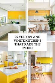 Kitchen interior with white cabinets, stainless steel appliances, yellow walls and hardwood. 25 Yellow And White Kitchens That Raise The Mood Digsdigs