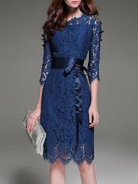 Shop Midi Dresses Royal Blue Elegant A Line Lace Crew Neck Midi Dress Online Discover Unique Designers Fash Robe Fashion Idee Tenue Mariage Vetements Styles