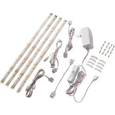 Commercial Electric 12 In 30 Cm Linkable Single Color Indoor Led Flexible Tape Light Kit 4 Strip Pack 17066 The Home Depot