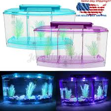 Betta Fish Aquarium Tank With Led Divider Filter Small Penn Plax Deluxe Triple In 2020 Betta Fish Tank Betta Aquarium Plastic Fish Tank