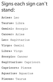 Cancer and cancer compatibility readings. Signs That Can T Stand Each Other Zodiac Signs Funny Zodiac Sign List Pisces And Aquarius