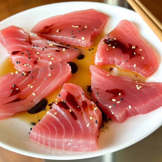 Ahi Tuna Sashimi with Sesame Oil and Soy Sauce