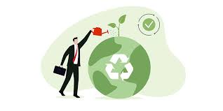 The image shows green leaves or a small plant growing from the soil, often with a bright sky or hands gently holding the plant. It symbolizes growth, care for the environment, and the importance of preserving natural resources for future generations. 