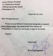 Bruce Springsteen signs absence letter for boy who missed school to ...