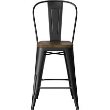 Swivel counter stool with wood seat. Carlisle Wood Seat Backed Counter Height Barstool Matte Black Threshold Target