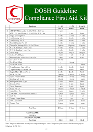 Buy first aid kit large 1's online at watsons malaysia. Dosh Guideline Compliance Content First Aid Kit Guideline Compliance Content First Aid Kit Malaysia Selangor Kuala Lumpur Kl Puchong Manufacturer Supplier Supply Supplies Medishield First Aid Supplies Sdn Bhd