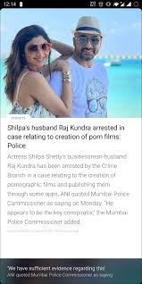 6 hours ago · businessman and husband of bollywood actress shilpa shetty, raj kundra, was arrested on monday by the mumbai police in a case related to alleged creation of pornographic films and publishing them through some apps, a senior official said. A0lswwghfl3fbm